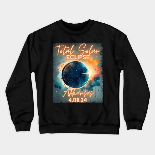 Total Solar Eclipse 2024 Arkansas Art Science Men Women Kids Crewneck Sweatshirt by AimArtStudio